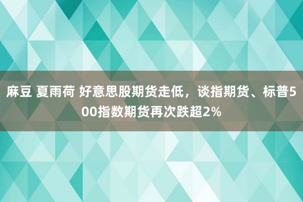麻豆 夏雨荷 好意思股期货走低，谈指期货、标普500指数期货再次跌超2%